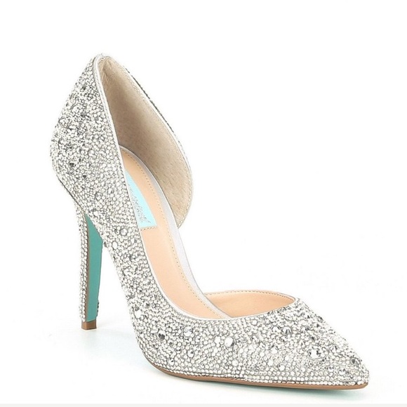 SALE Betsey Johnson D’Orsay Rhinestone SatinPumps - Picture 2 of 8